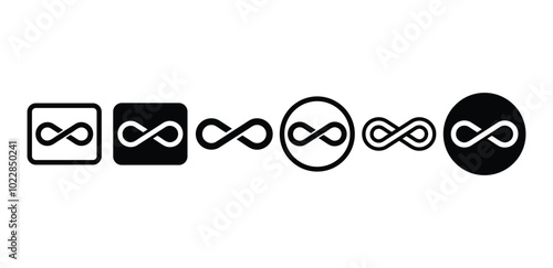 set of infinity icon sign symbol vector design black white color simple illustration collection