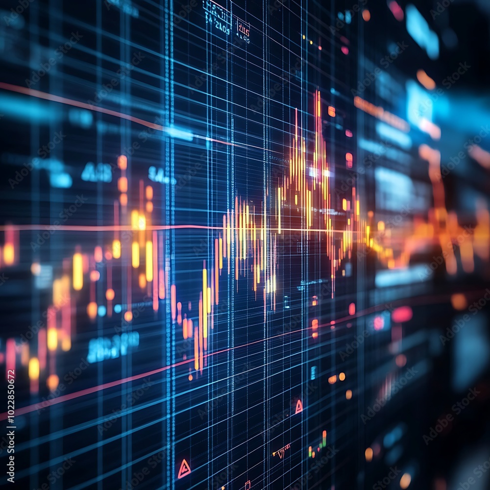 Data-driven digital chart highlighting key metrics in stock trades. Data-driven digital chart highlighting key metrics in stock trades.