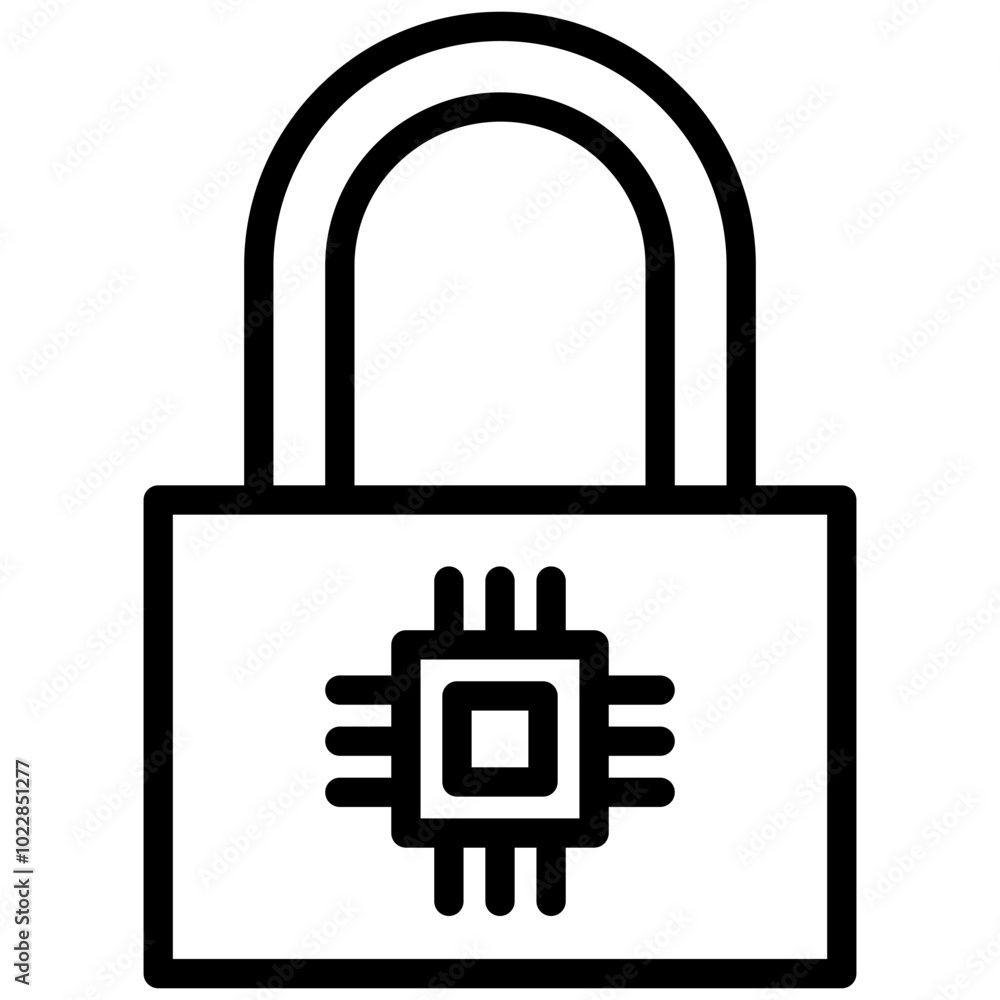 Digital Padlock Icon, Black And White Outline Icon Symbol Digital Padlock Icon, Black And White Outline Icon Symbol