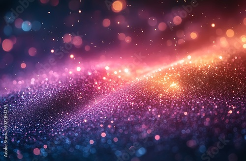 Abstract background with sparkling glitter and bokeh lights.