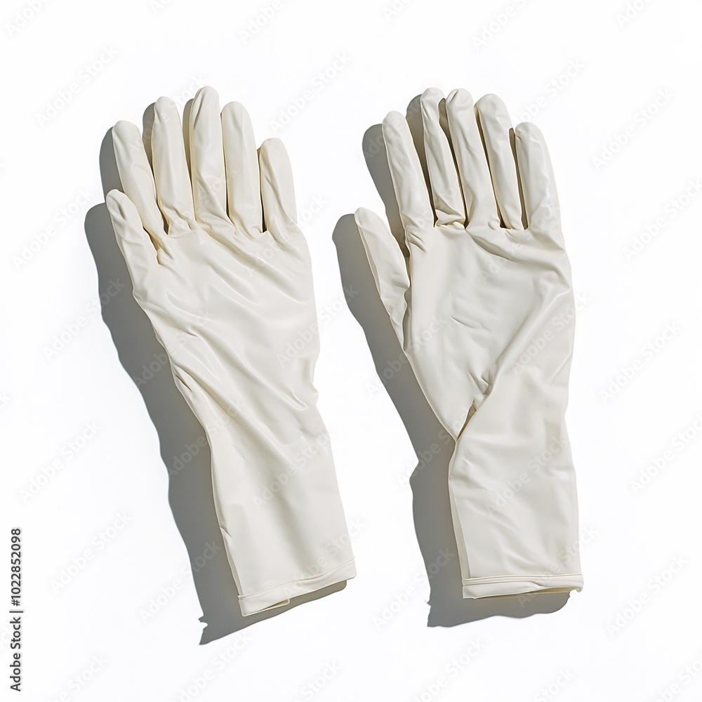 Obraz premium A pair of medical gloves on a white background.