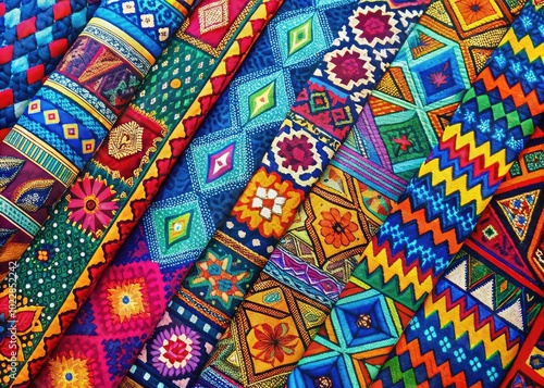 Vibrant and Colorful 1980s Fabric Prints with Geometric Patterns and Retro Design Aesthetic