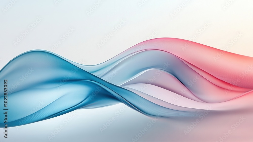 Obraz premium Abstract waves of blue and pink colors on a light background