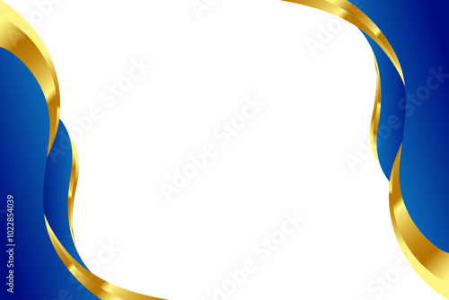 Blue and Gold curve wavy vector border for footer header background. Suitable for certificate, flyer, letterhead, banner, etc background