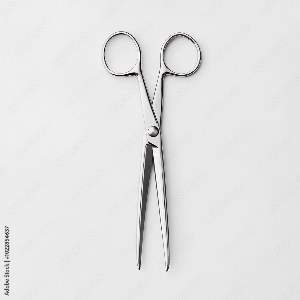 A pair of surgical scissors on a white background. A pair of surgical scissors on a white background.