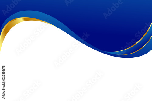 Blue and Gold curve wavy vector border for footer header background. Suitable for certificate, flyer, letterhead, banner, etc background