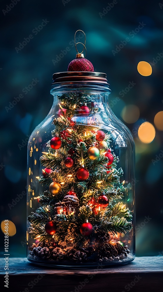 Winter Wonderland: Snowy Table and Festively Decorated Christmas Tree Winter Wonderland: Snowy Table and Festively Decorated Christmas Tree