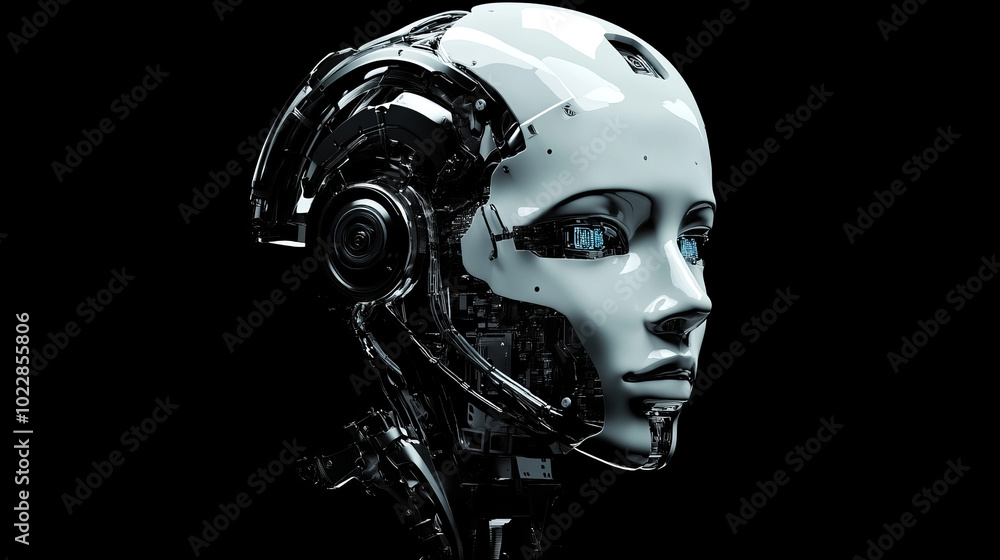 A captivating 3D illustration rendering of an AI robot head featuring a bionic face designed to embody advanced technology and intelligence. A captivating 3D illustration rendering of an AI robot head featuring a bionic face designed to embody advanced technology and intelligence.