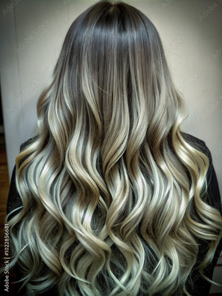 Naklejka premium long hair. hair, woman, beauty, long, hairstyle, blond, fashion, curly, straight, extension, brown, blonde, closeup, model, head, curl, salon, style, texture, shiny, color, lock, healthy, wig, wedding