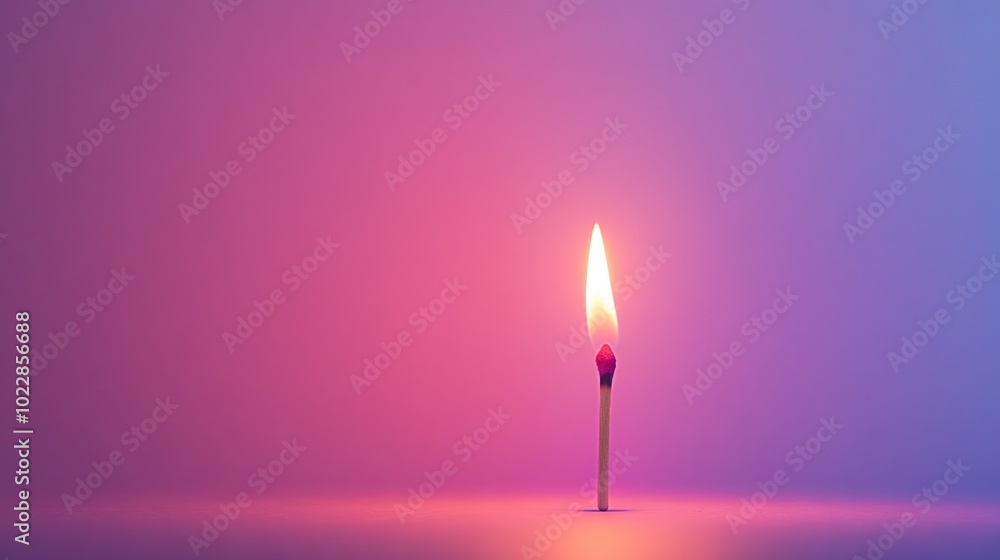 A Single Matchstick Flame in a Pink and Purple Gradient A Single Matchstick Flame in a Pink and Purple Gradient