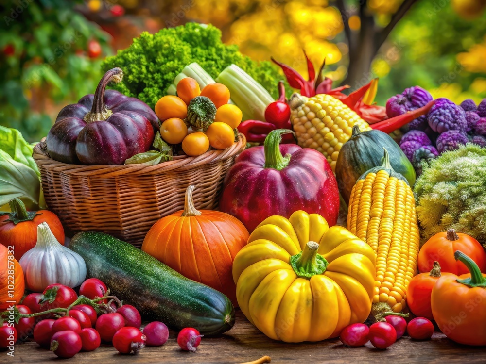 Vibrant Autumn Vegetables Displaying Nature's Bounty in a Colorful Harvest Arrangement Vibrant Autumn Vegetables Displaying Nature's Bounty in a Colorful Harvest Arrangement