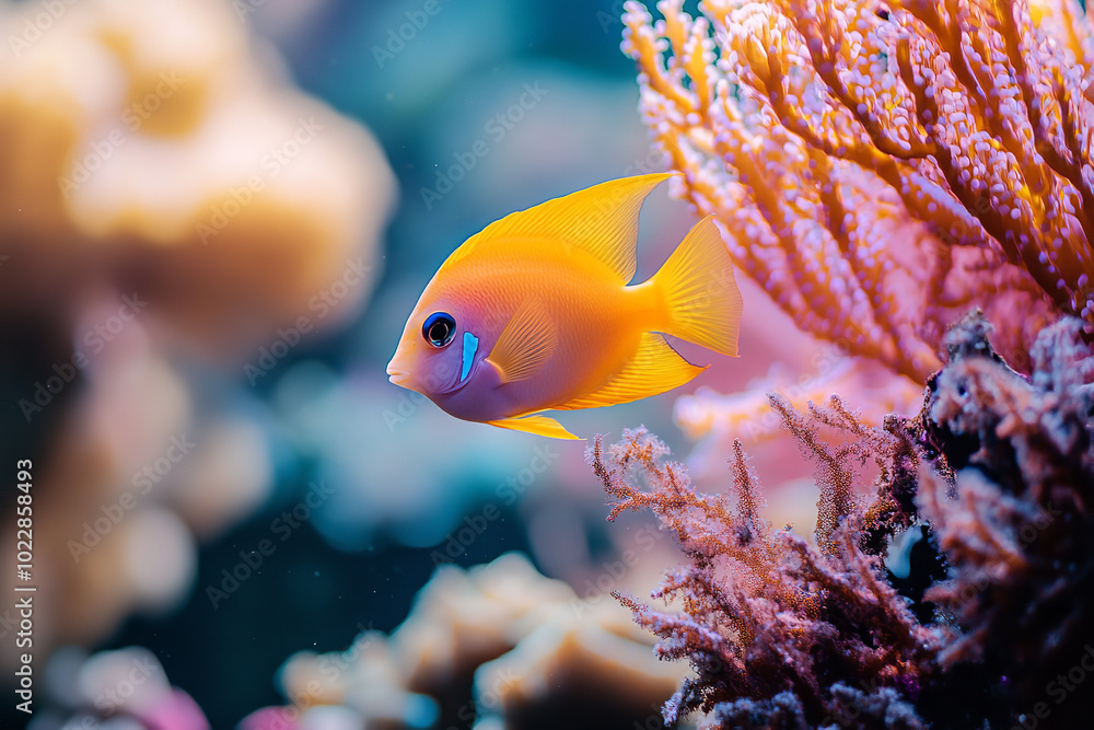 Obraz premium Colorful Coral Reef Teeming with Diverse Marine Life 