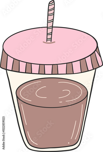 Pink Coquette Coffee Girly Flat Design Art - Retro Pastel Aesthetic for Charming, Cozy Cafe and Feminine Decor