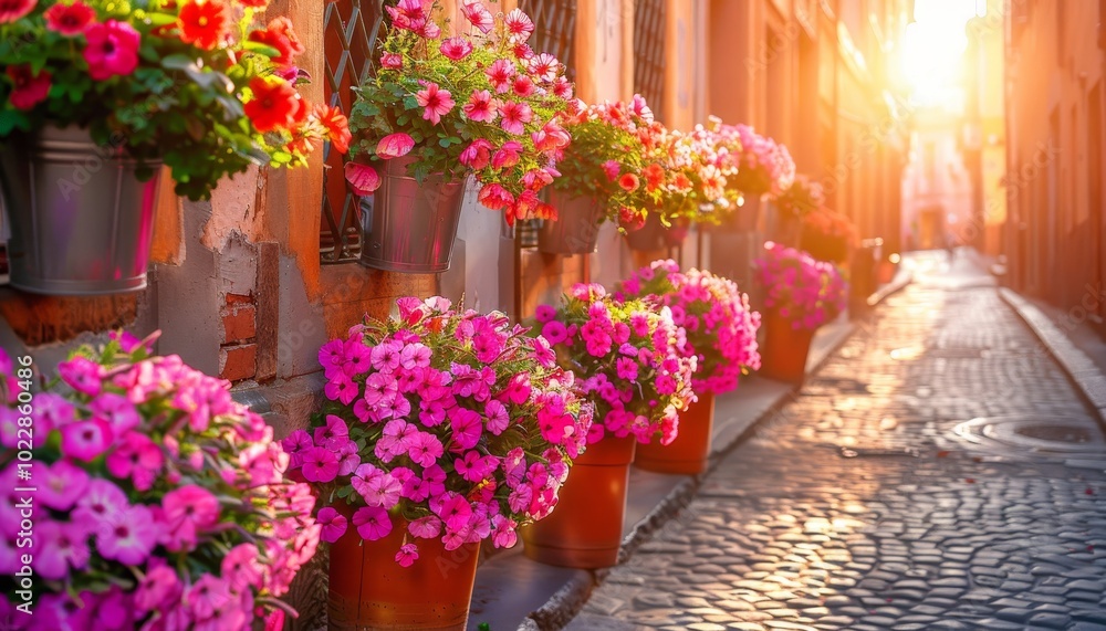 Fototapeta premium Vibrant flower market filled with a kaleidoscope of colorful blooms and cheerful atmosphere