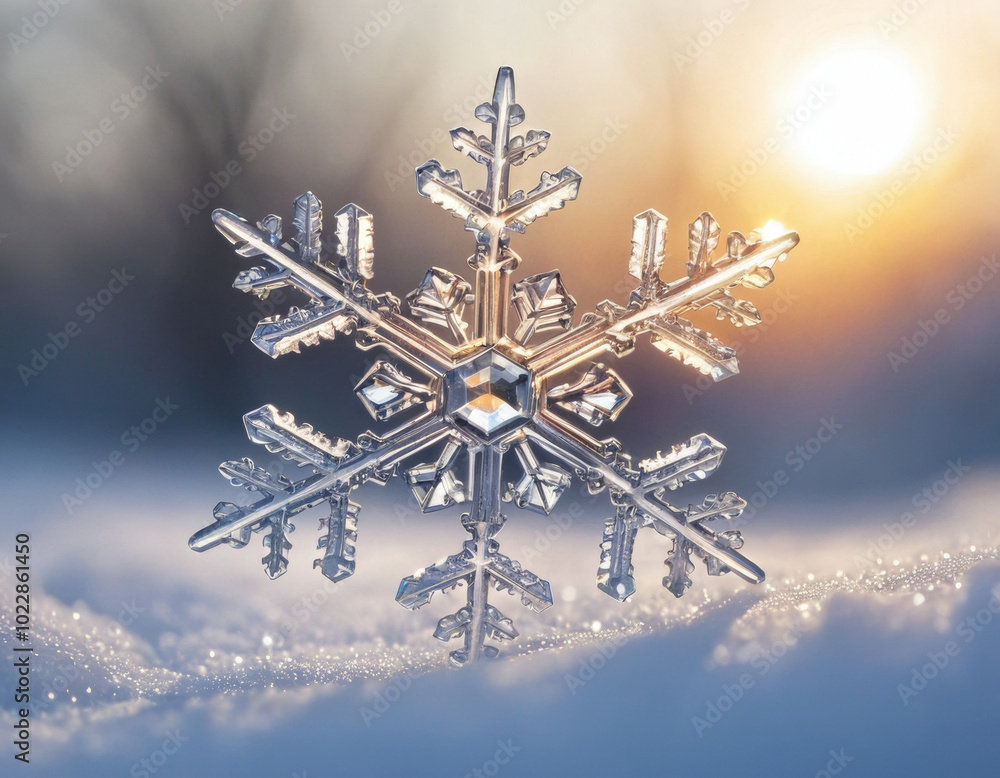 Extreme close-up of snowflake detail in winter background Extreme close-up of snowflake detail in winter background