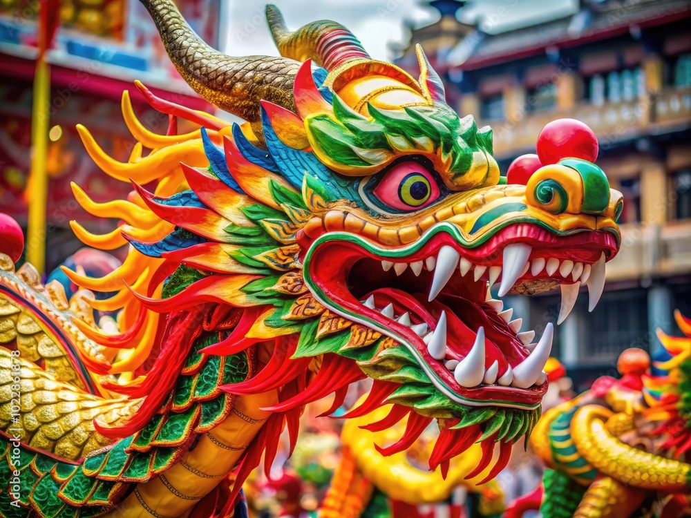 Vibrant Chinese Dragon Symbolizing Prosperity and Power in Traditional Cultural Celebration Theme Vibrant Chinese Dragon Symbolizing Prosperity and Power in Traditional Cultural Celebration Theme