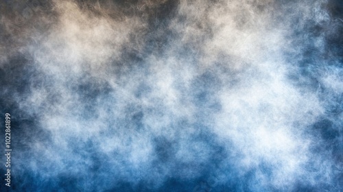 White mist floating above the ground, with black smoke clouds creating a mysterious, eerie atmosphere.