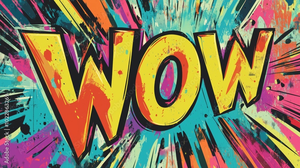 WOW comic-style explosion with vibrant colors WOW comic-style explosion with vibrant colors