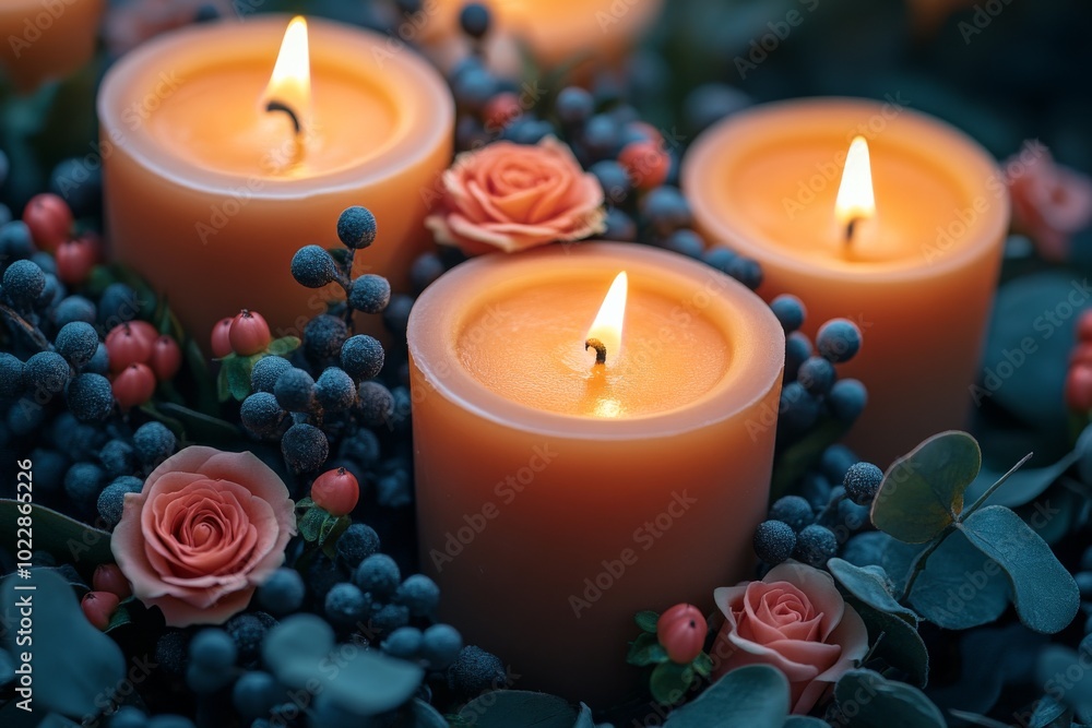 A vibrant candle bouquet featuring colorful candles and bright flowers. Generative AI A vibrant candle bouquet featuring colorful candles and bright flowers. Generative AI