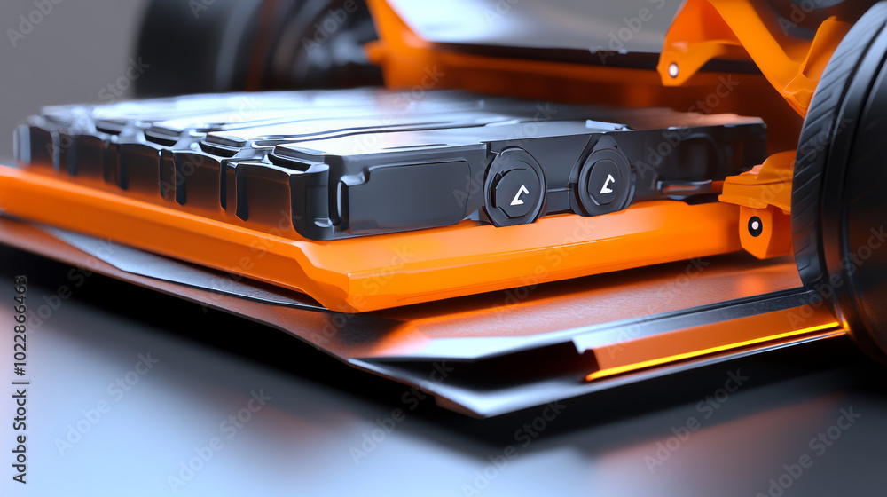 A cutting-edge 3D illustration showcasing a lithium solid-state battery pack designed for electric vehicles (EVs). A cutting-edge 3D illustration showcasing a lithium solid-state battery pack designed for electric vehicles (EVs).