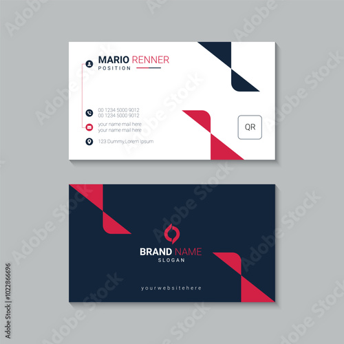 Corporate Blue and Red Combination Business Card Template Design