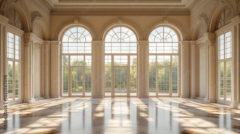 Fototapeta premium Elegant Room with Large Windows