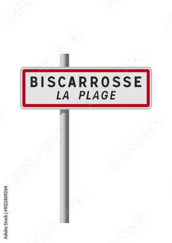 Panneau d'entrée de la ville de Biscarrosse La Plage (Landes) en vectoriel