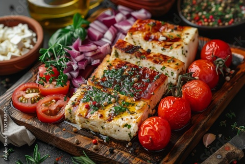 Aromatic Greek kebab (souvlaki) on the grill photo