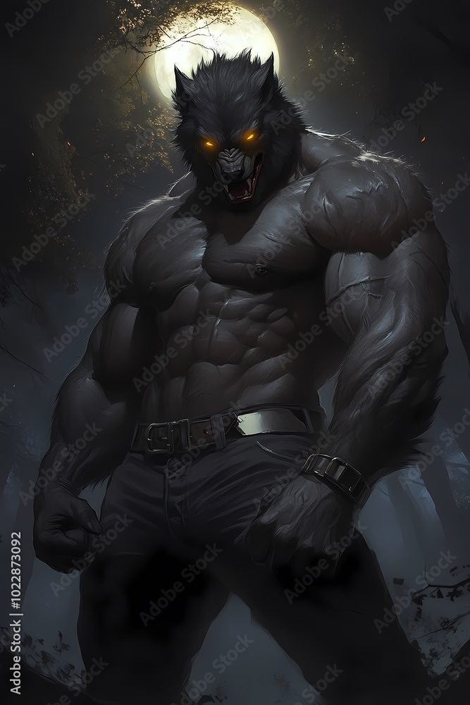 Moonlit Presence: The Werewolf’s Confident Portrait Moonlit Presence: The Werewolf’s Confident Portrait