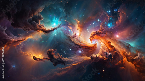 Fototapeta Naklejka Na Ścianę i Meble -  Colorful space galaxy cloud nebula. Stary night cosmos. Universe science astronomy. Supernova background wallpaper