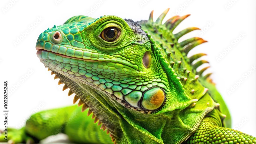 Vibrant Green Iguana Isolated on White Background Perfect for Wildlife and Nature Illustrations Vibrant Green Iguana Isolated on White Background Perfect for Wildlife and Nature Illustrations