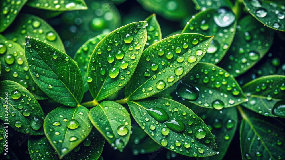 Vibrant Green Leaves with Water Droplets on a Dark Background Creating a Fresh Natural Aesthetic Vibrant Green Leaves with Water Droplets on a Dark Background Creating a Fresh Natural Aesthetic