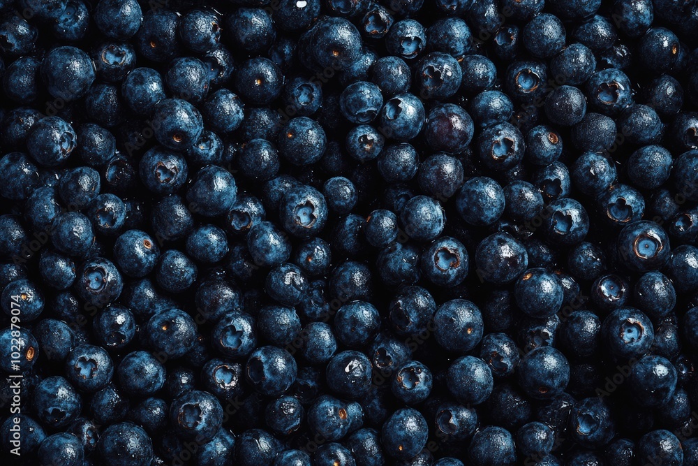 A close up of blueberries in a pile, generative ai image A close up of blueberries in a pile, generative ai image