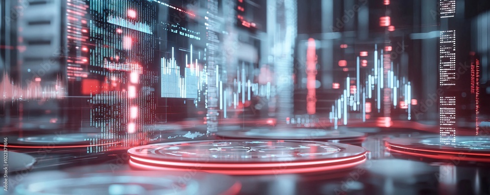 Visual of a futuristic parliament with holographic economic policy presentations, concept of modern legislative economics Visual of a futuristic parliament with holographic economic policy presentations, concept of modern legislative economics