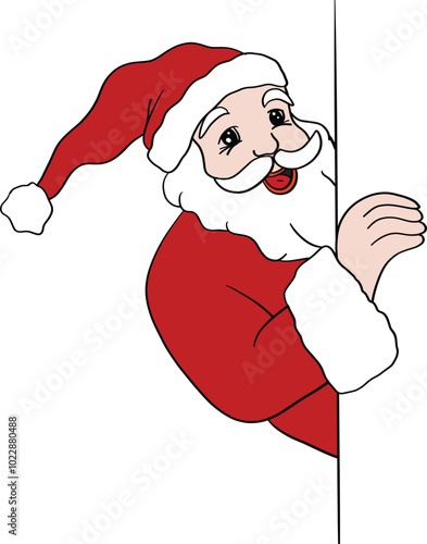 Santa peeking out. Art & Illustration
