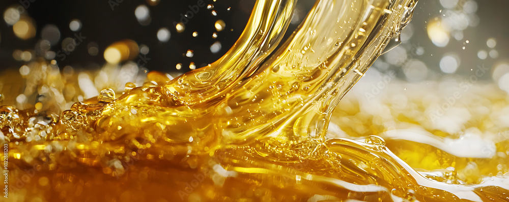 A stunning extreme macro shot capturing the flow of golden organic honey as it pours smoothly, showcasing the rich, viscous texture and glowing amber color A stunning extreme macro shot capturing the flow of golden organic honey as it pours smoothly, showcasing the rich, viscous texture and glowing amber color