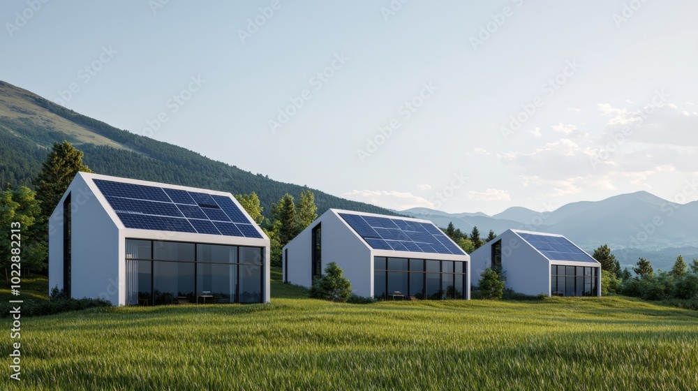 Modern Eco City with Transparent Solar Panels Modern Eco City with Transparent Solar Panels