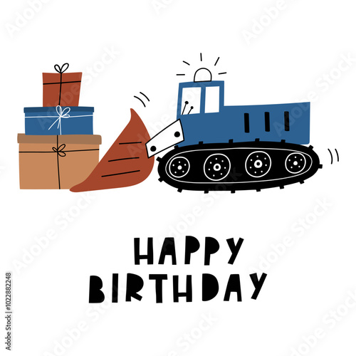 Premade Card Happy birthday with Cute Car