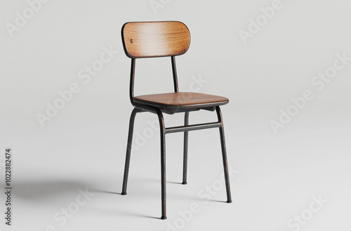 Wallpaper Mural a cafe chair with a metal frame and wooden seat Torontodigital.ca