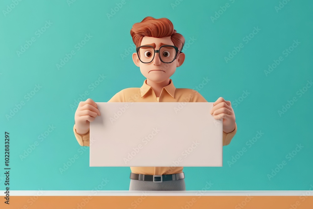 A man is holding a blank white sign A man is holding a blank white sign