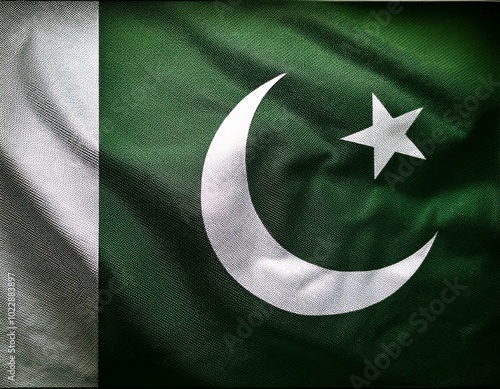 Pole with Pakistan flag waving in the air. Pakistan Independence Day concept