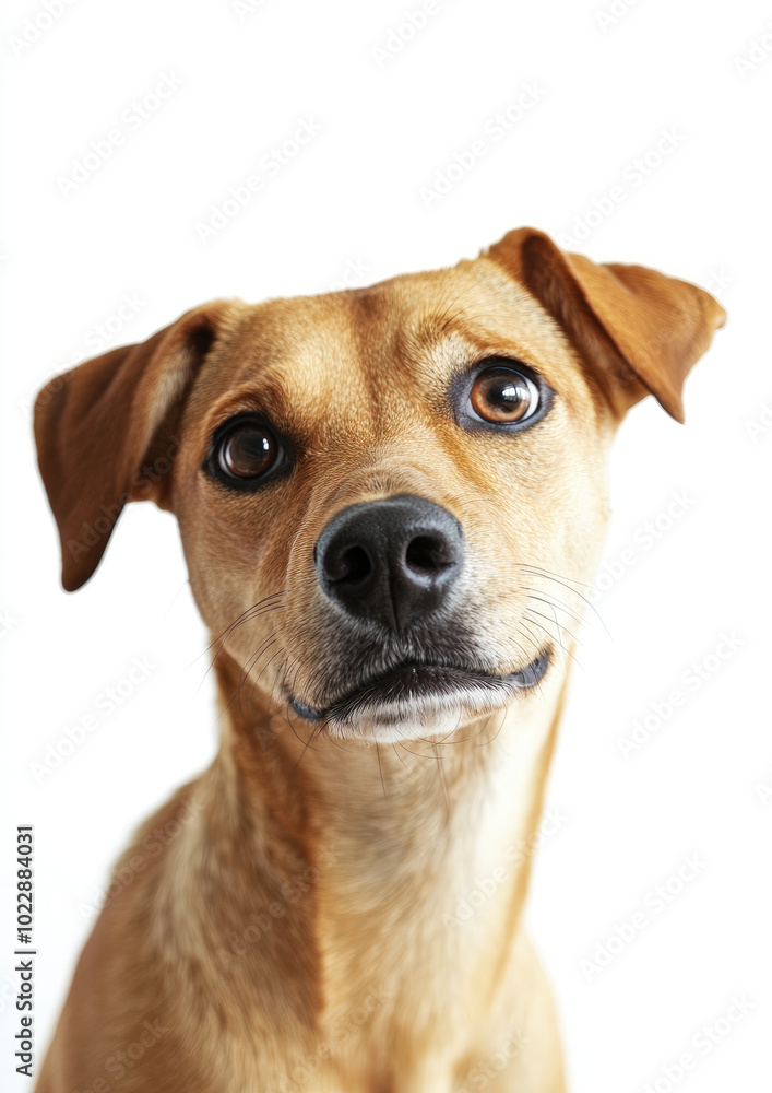 Curious Dog Tilting Its Head to One Side, Wondering About Its Surroundings Curious Dog Tilting Its Head to One Side, Wondering About Its Surroundings