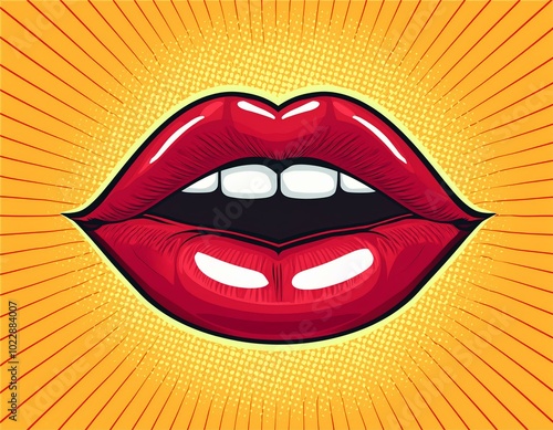 Wallpaper Mural Close-up of woman's lips, Lush Red Lips. isolated on White, highlighting beauty, Torontodigital.ca