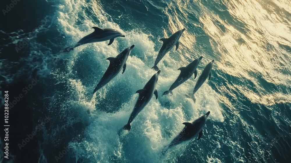 Obraz premium Dolphins Leaping in the Ocean