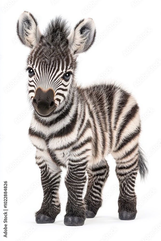 A cute baby zebra, isolate on white background, radiating innocence and charm. A cute baby zebra, isolate on white background, radiating innocence and charm.