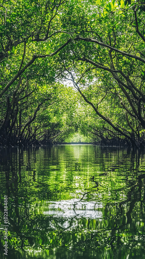 Dense Mangrove Forest Showcasing Coastal Biodiversity and Protection Dense Mangrove Forest Showcasing Coastal Biodiversity and Protection