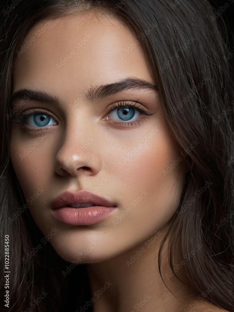 a model with beautiful blue eyes in close-up a model with beautiful blue eyes in close-up