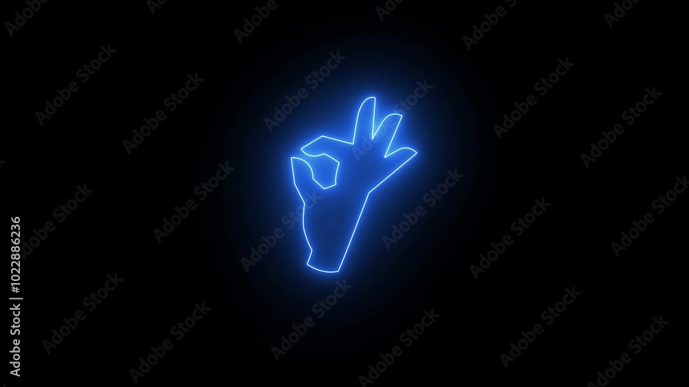 A okay icon glowing neon red color animation A okay icon glowing neon red color animation