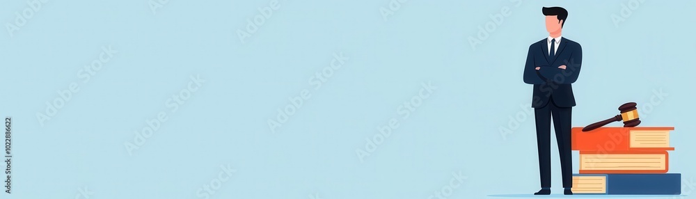 Lawyer searching for legal updates on search engine, flat design illustration Lawyer searching for legal updates on search engine, flat design illustration