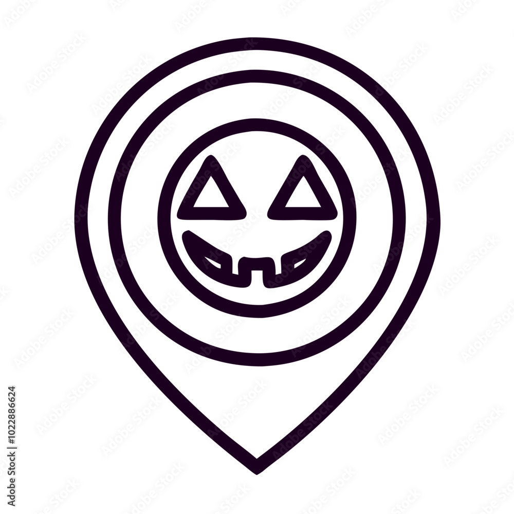 Map pin, halloween style, action button, icon Map pin, halloween style, action button, icon